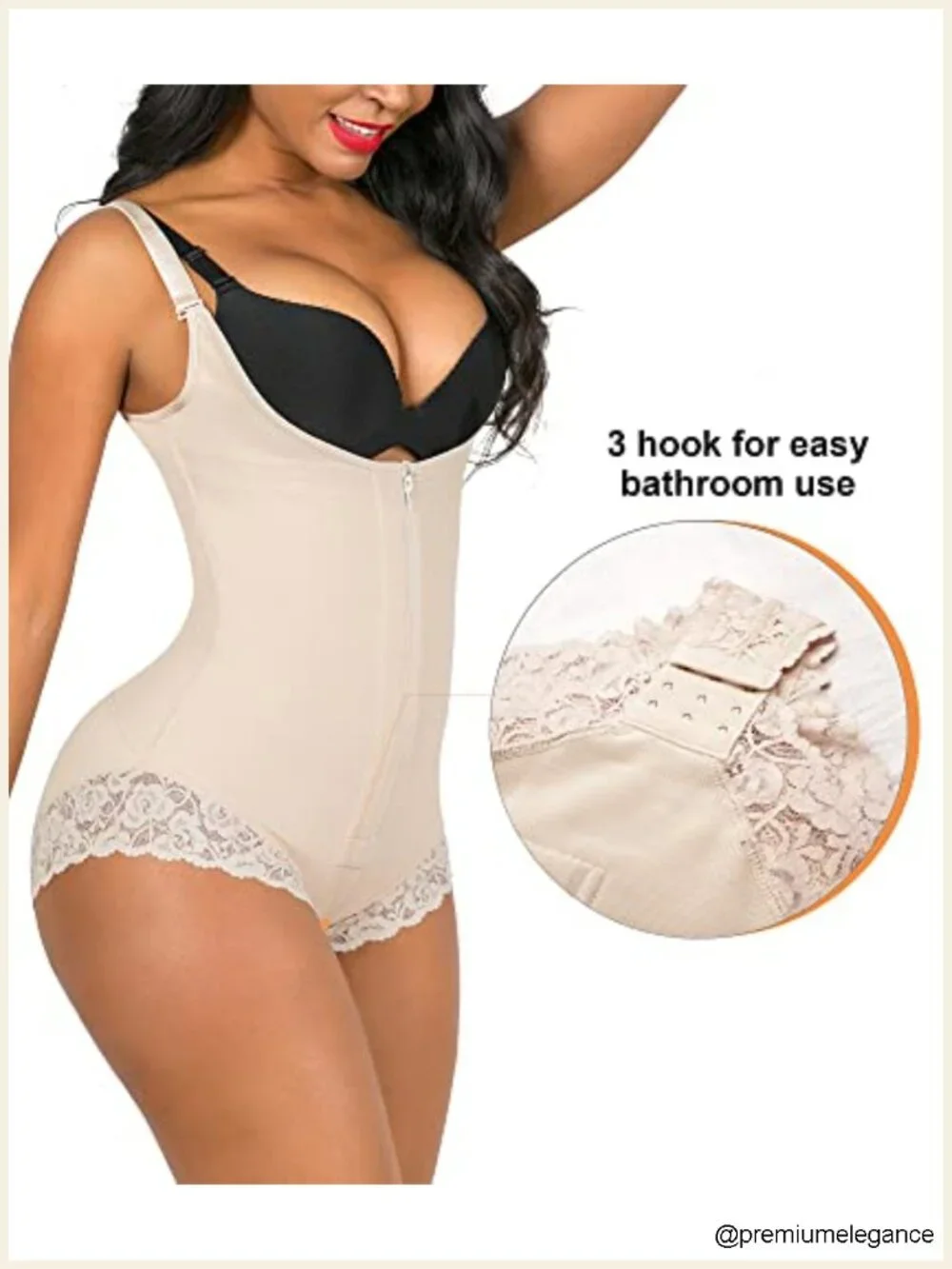 Fajas Colombianas Shapewear Bodysuit Tummy Control Firm Compression Zipper